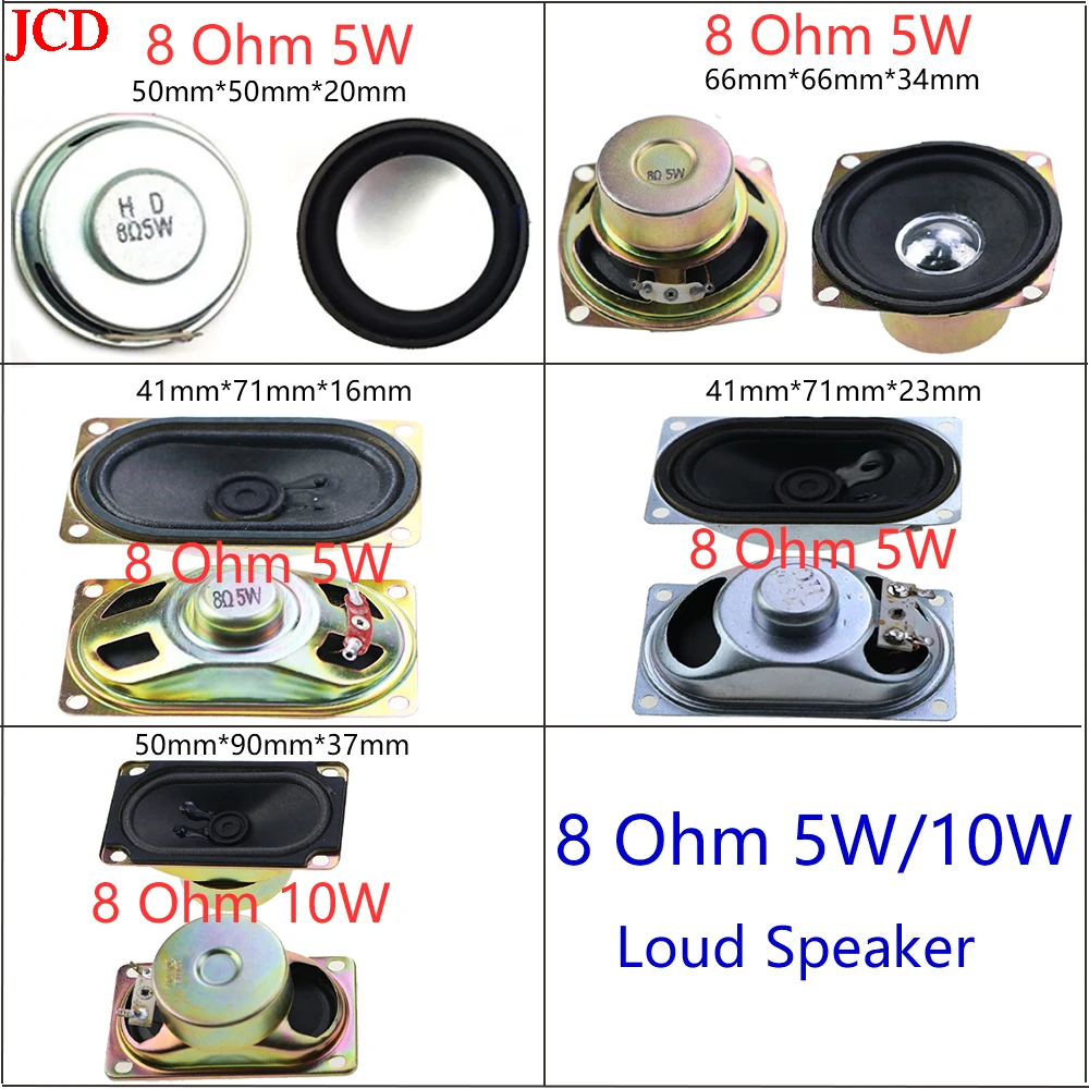 JCD 1 sztuk 8 Ohm / 8R Mini głośnik 0.5w 1W 2W 30mm 40mm 45mm 50mm 57mm 66mm 77mm średnica głośnik głośny