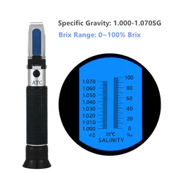 0-10% salinometro rifrattometro salata salinità concentrazione di sale 1.000-1.070SG analizzatore salata ATC per acquario acqua di mare cibo