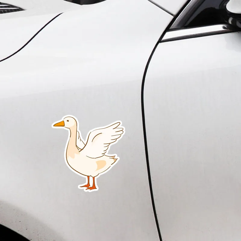 Cartoon Winged White Goose Car Sticker KK Vinyl Auto Accessories Car Styling Laptop Decal PVC 13cm*13cm Cover Scratches