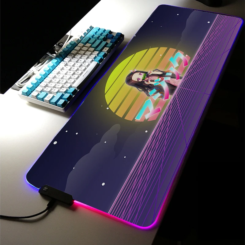 RGB LED Phụ Kiện Chơi Game Demon Slayer Tokyo Ghoul Anime MousePad Lớn Mechanica Bàn Phím Chống Trơn Trượt Game Bàn Thảm cho LOL