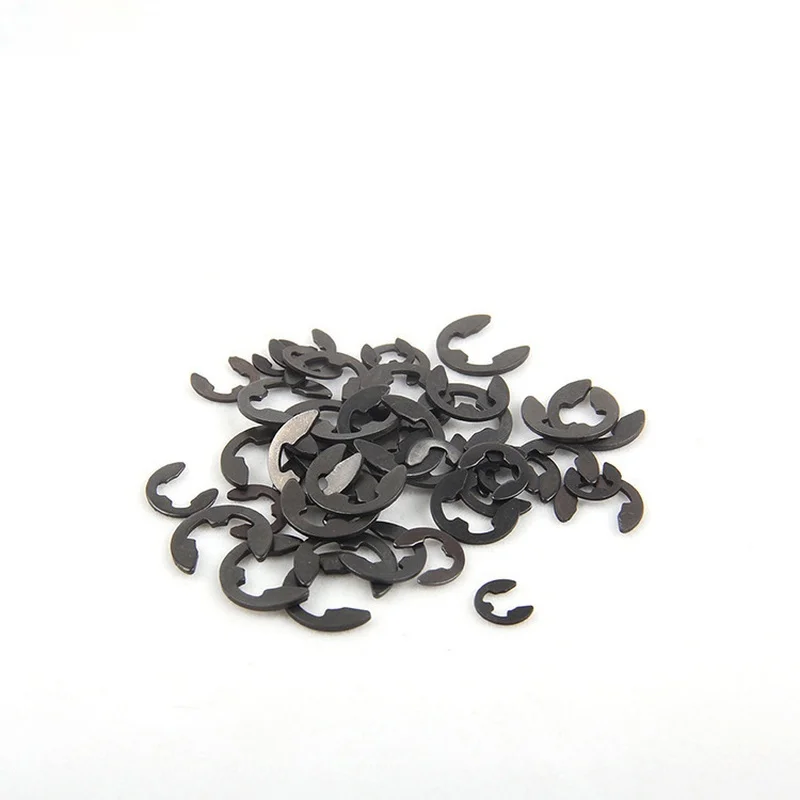 Arandela de anillo de retención para sujetador de eje, abrazadera E de acero negro, M1.2, M1.5, M2, M2.5, M3, M3.5, M4, M5, M6, M7, M8, M9, M10, M12, 100 Uds.