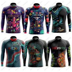 Mexico Aztec Men's Long Sleeve Cycling Jersey Maillot Ciclismo Hombre Equipment BIke Clothing ropa ciclismo hombre invierno