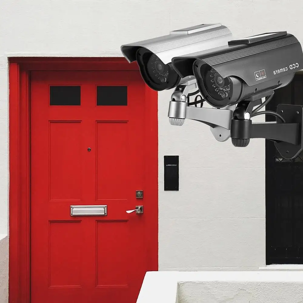 Dummy Solar Powered Fake Camera High Simulation CCTV Flashing Led Red Light Outdoor Monitor Waterproof Surveillance Camera
