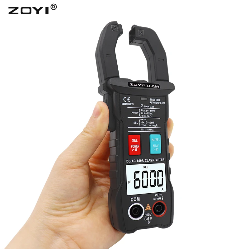 ZOYI ZT-QB9 Digital Clamp Meter Professional 6000 Counts Multimeter AC DC 600A Ohm Capacitance TEMP Auto Range Voltmeter Ammeter