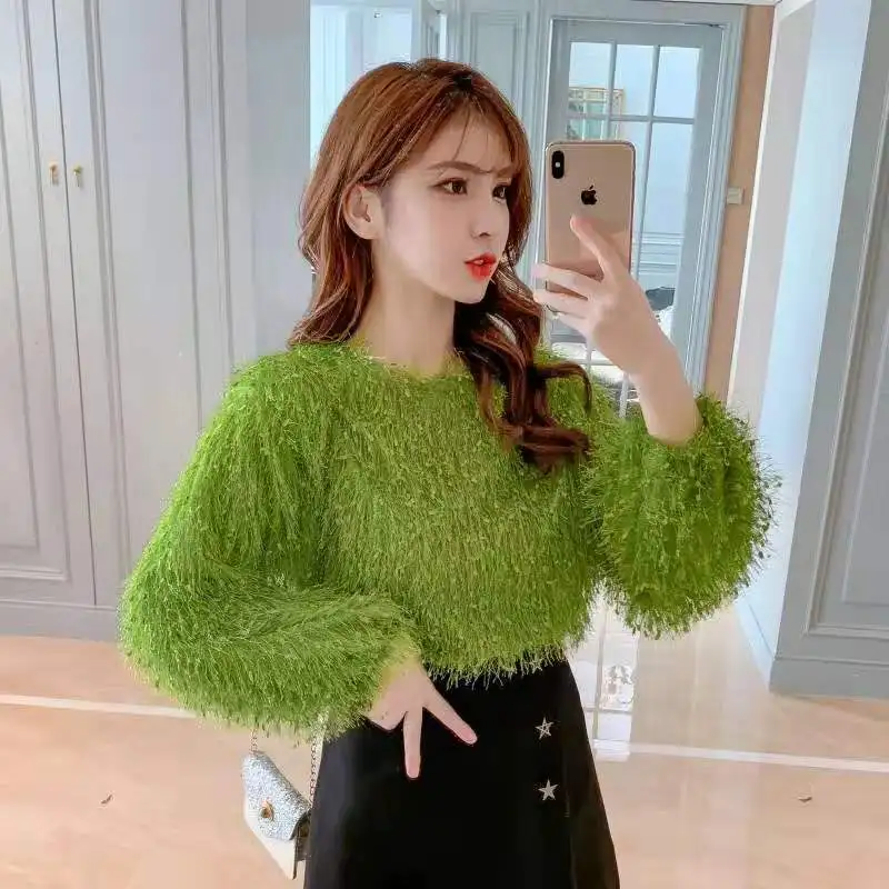 Woman Sweaters Plush Sweater Women's Autumn Clothing Tassel Plush Loose Top for Women  Femme Chandails Pull Hiver