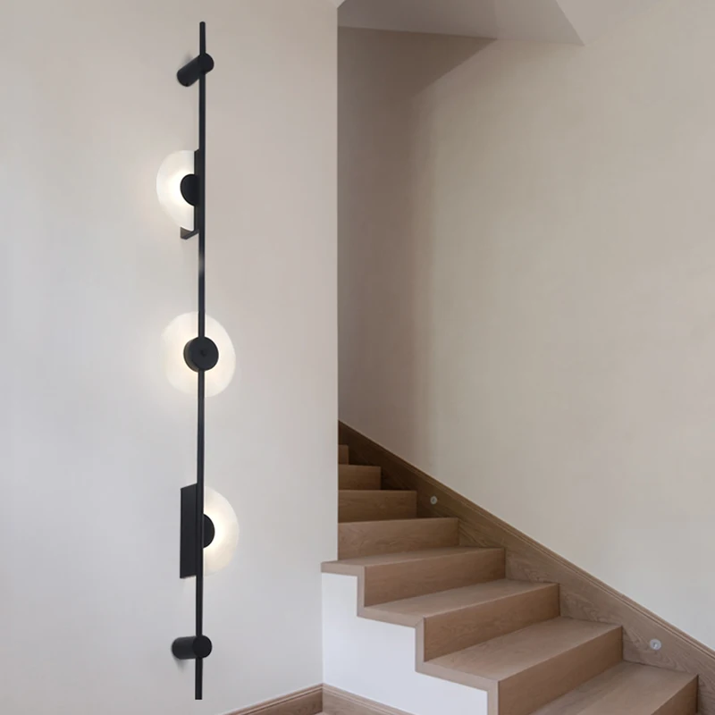 Deyidn Modern Long Staircase Wall Lamp Black Semicircle Indoor LED Wall Sconce Light For Living Room Villa Bar Corridor Bedroom