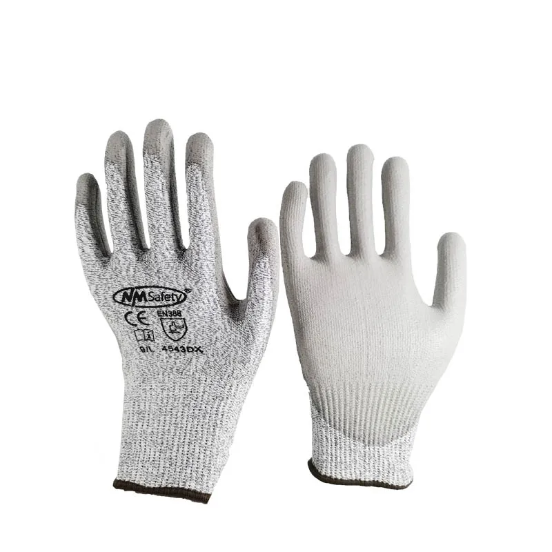 

8Pieces/4 Pairs Cut Resistant HPPE Fibre Level 5 Protective Gloves with PU Safety Work Glove New Brand