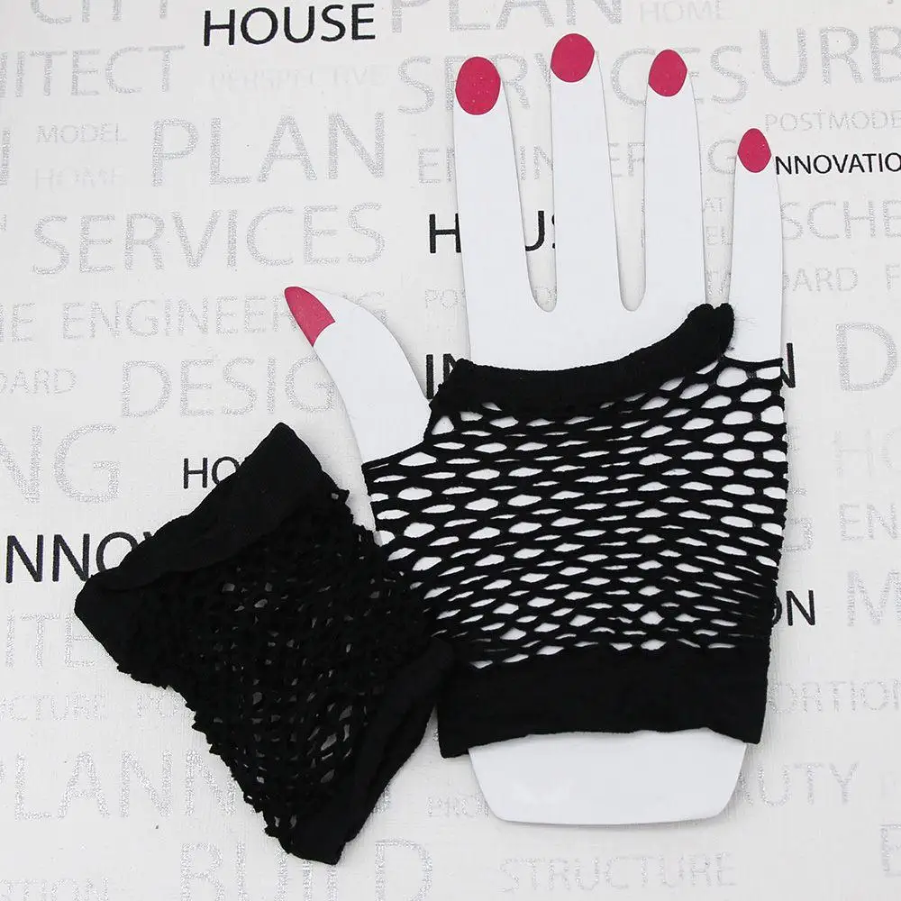 2023 New Neon Fishnet Fingerless Long Gloves Arm Cuff Party Wear Fancy Dress Women Sexy Beautiful Mesh Gloves Emo Access Black