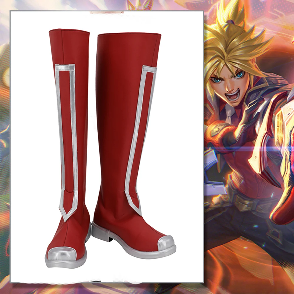 

LOL the Prodigal Explorer Ezreal Shoes Cosplay Game LOL Battle Academia Ezreal Cosplay Boots Red Shoes Custom Made