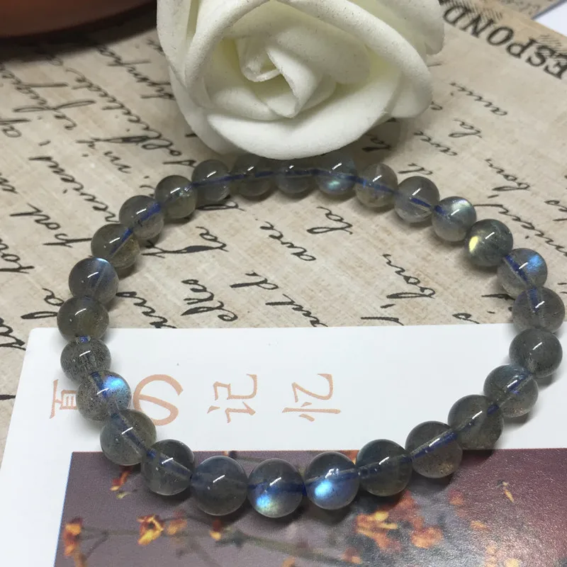 6 mm Nature Labradonite 18.5-19 cm  Bracelet For Women AA Good Quality  Nature Crystal Stone Not Glass Strong Shine