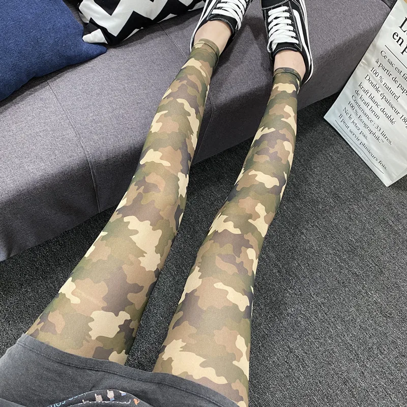 Fino Colorido Impresso Leggings Verão Feminino Respirável Sun-Protected Com Malha Fina Resiliente Fresco Poliéster Meias