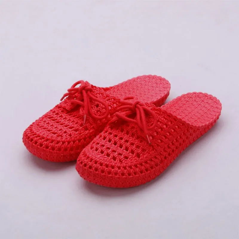 Summer Women\'s Openwork Slippers Woman Non-slip Slides Female Hollow Out Breathable Flat Women Home Indoor Shoes Big Size