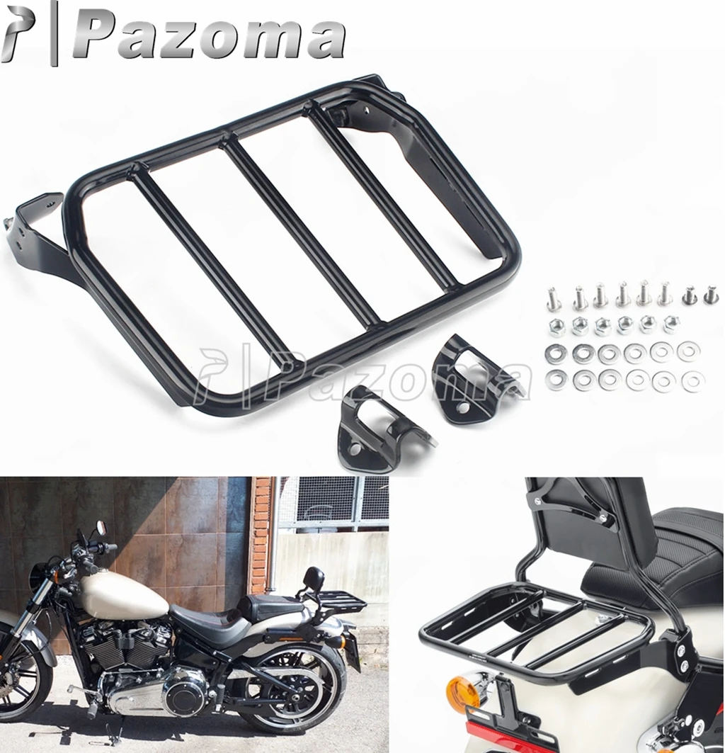 Motorcycle Rear Sissy Bar Steel Luggage Racks w/ Mounting Hardware for Harley Fat Boy Breakout FLFB FLFBS FXBR FXBRS 2018-2020