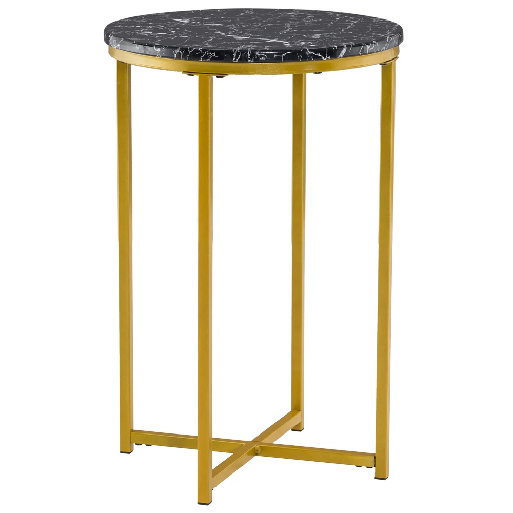 [40 x 40 x 60]cm Marble Simple Round Edge Table  Coffee Table  Side Table End Table BlackUS Warehouse