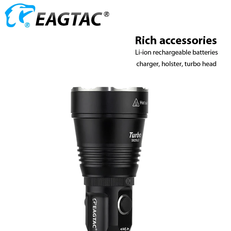 EAGTAC SX25L2T Police Duty Light Super Long Distance 717 Yard Rechargeable Tactical Flashlight Strobe 26650 5000mAh Battery