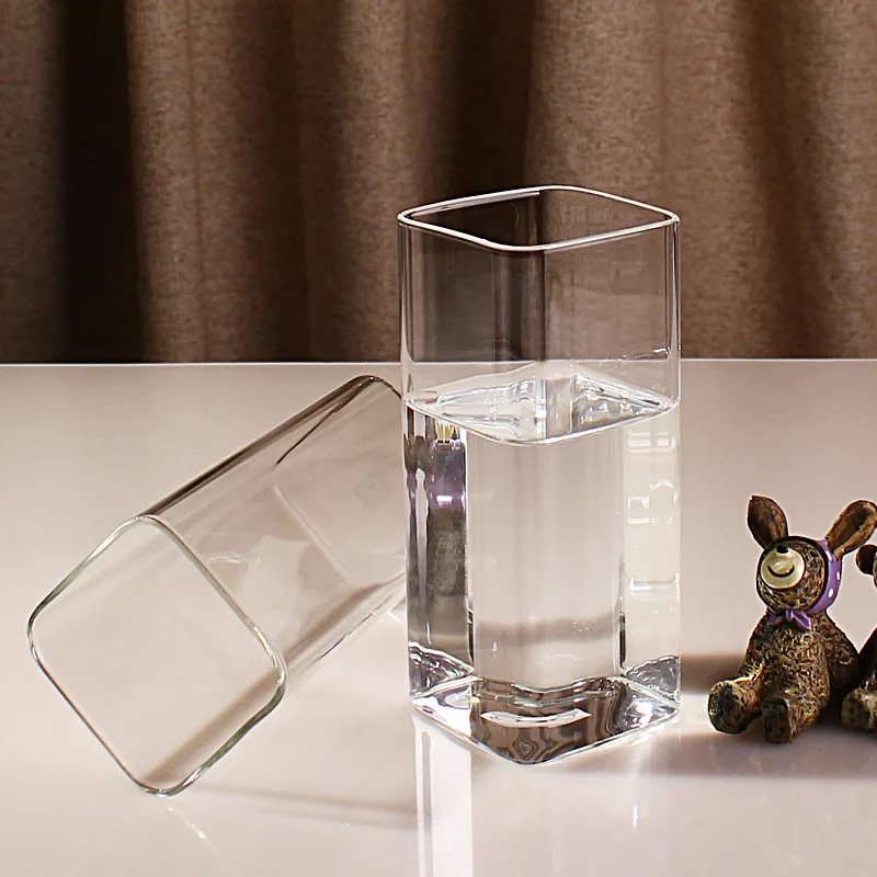 

Square Glass Square Water Cup, High Temperature Resistant, Milk Cup, Single Layer, Transparent Coffee Cup, Juice Cup, Gift