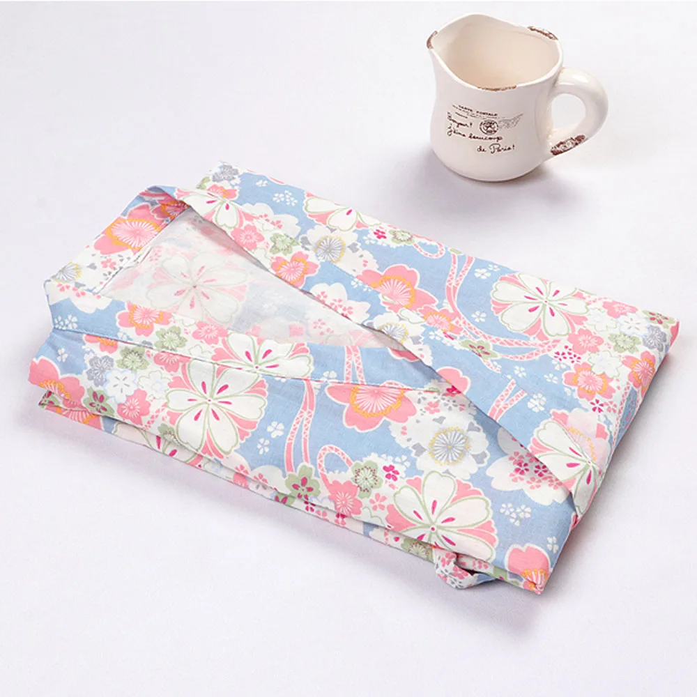 Japanese Breathable Kimono Pajamas Yukata Cotton For Women V-neck Sleepwear Trousers Lounge Loose Style Nightgown