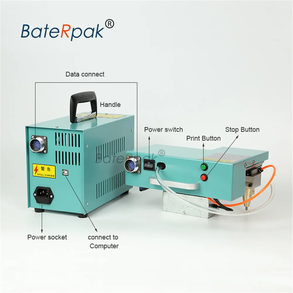 BateRpak-آلة وسم تعمل بالهواء المضغوط ، آلة وسم صناعية محمولة من نوع الكمبيوتر 40x160 مللي متر ، آلة نقش المعادن