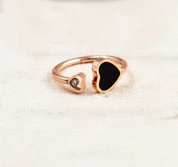 Fashion Women Titanium Steel Heart Rings Jewelry RoseGold Titanium Rings For Women Girlfriend Anniversary Party Jewelry Gifts