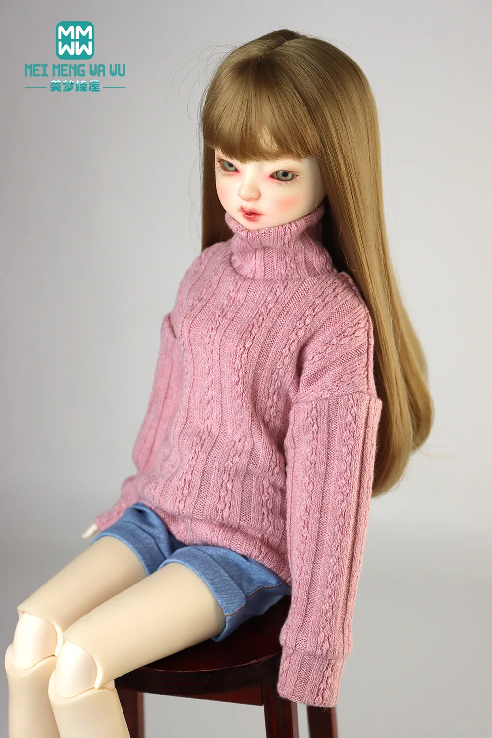 

28-75cm BJD clothes 1/6 1/4 1/3 BJD DD SD MSD YOSD MYOU Spherical joint Doll Fashion Twist Turtleneck Pink Grey White