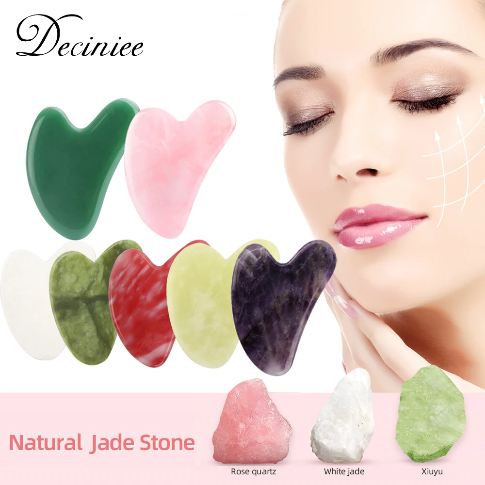 Gua Sha Facial Tool Natural Jade Stone Gua Sha Massage Scraping Tool for Face Eye Neck Body Guasha Stone for SPA Acupuncture