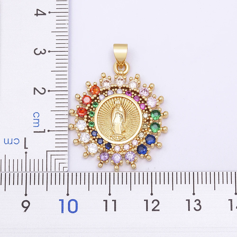 Nidin New Fashion Rainbow Zircon Virgin Mary Pendant Church Christian Prayer Jesus Religion Necklace For Women Jewelry Gift - Detail 1