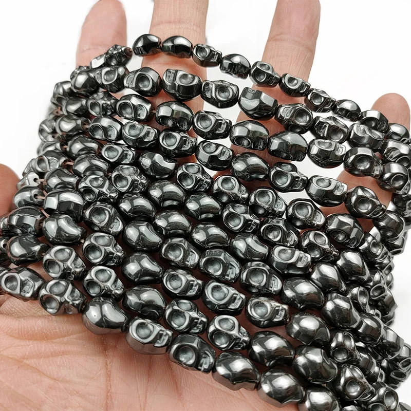 UPGFNK Natural Stone Skull Shape Black Hematite Spacer charm Loose Beads For Jewelry Making DIY Bracelet Necklace 4mm 6mm 8mm