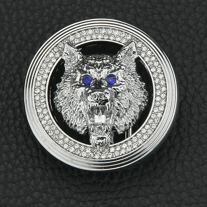 New Alloy with Diamond Set Smooth Buckle Wolfhead Men's Belt Buckle Leisure Plate Buckle Luxury Designer Men