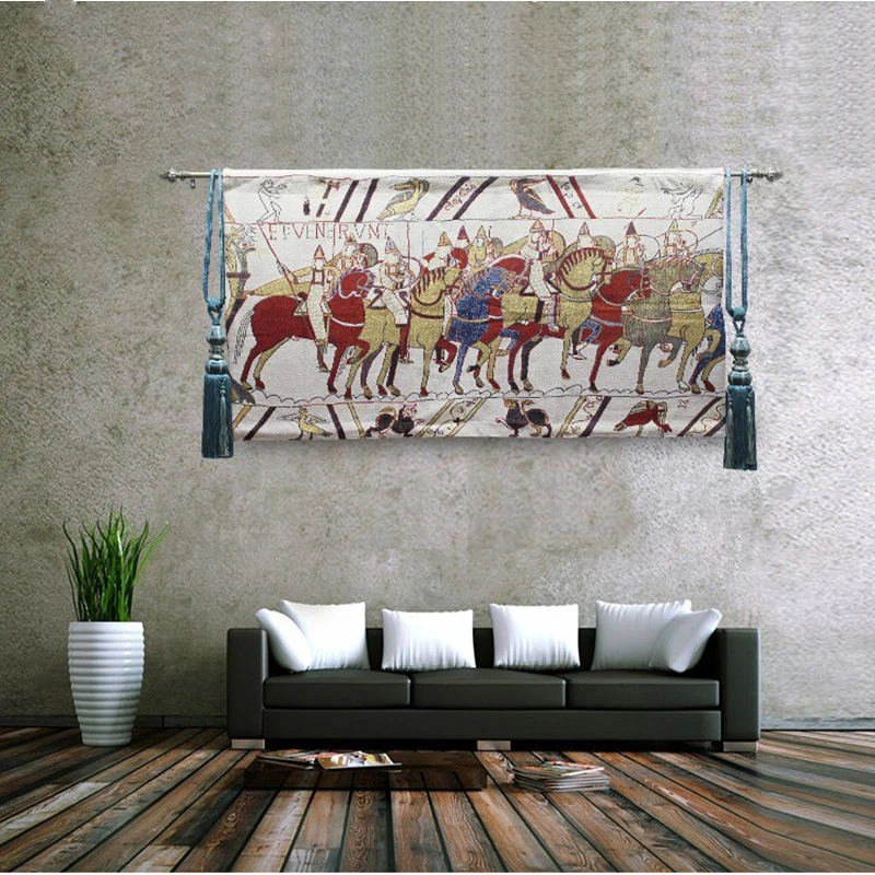 

80*140CM Tapestry Art Home Decoration Medieval Classical Bayeux Fabric Wall Hanging Tapestries British War Horse Design