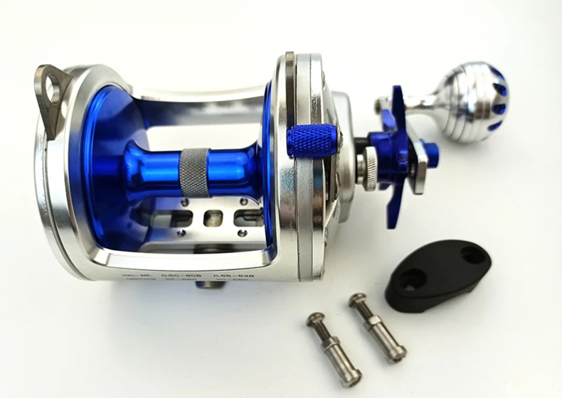 TR10000 Full Metal Heavy Trolling Reel Strong 30kg Drag Power Blue See Boat Fishing Big Drum Reel Right Hand Baitcasting Reel