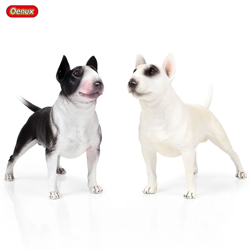 Oenux Classic British Bull Terrier Action Figures Big Pet Dog Model Figurine Collection & Educational Lifelike Cute Toy For Kids