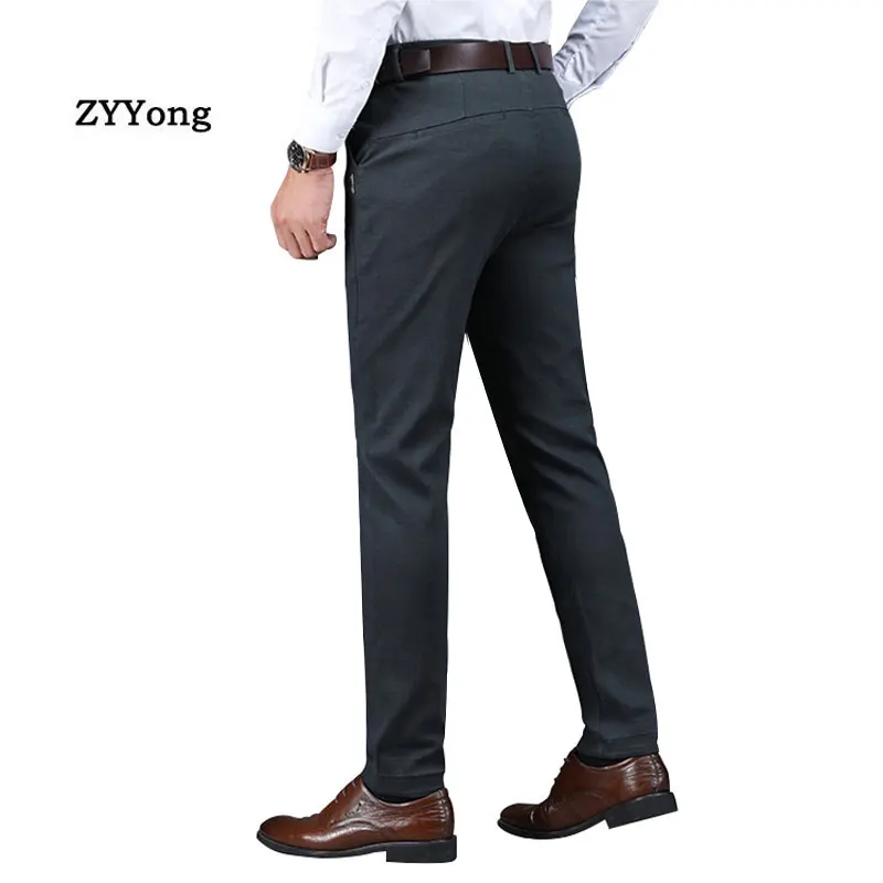 Spring And Autumn Black Gray Dress Men Suit Casual Pants Cotton Office England Business Comfortable Straight Trousers Clothing