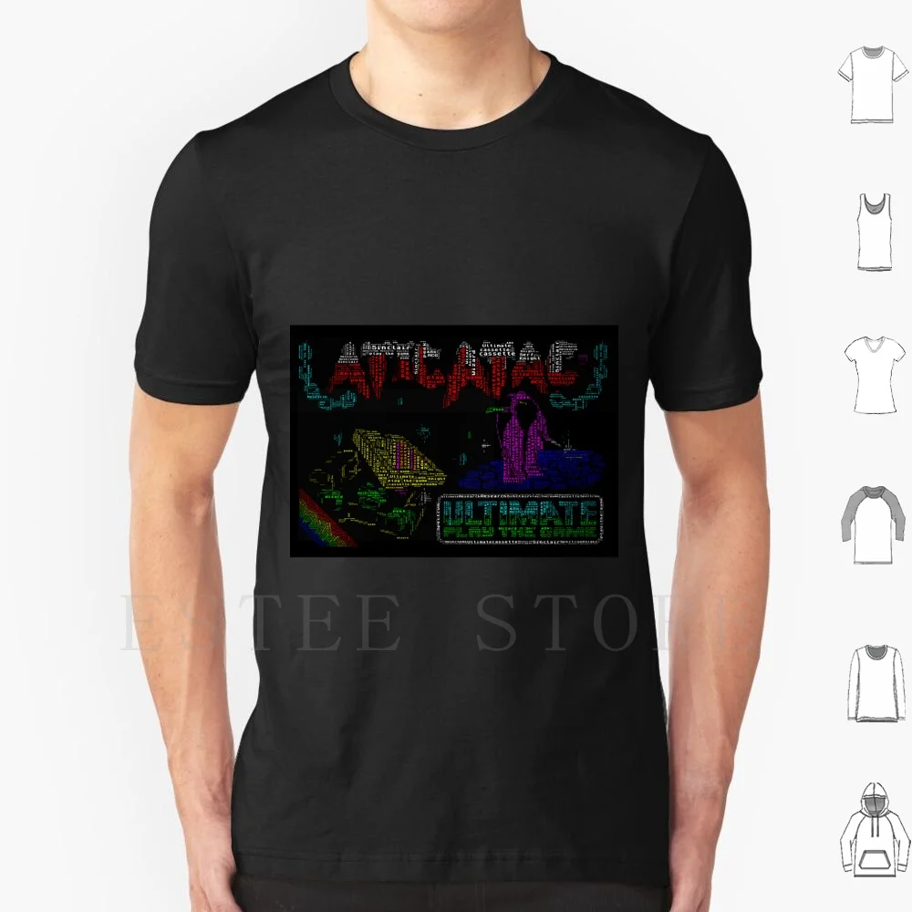 Camiseta con diseño artístico de videojuegos retro Atic Atac, talla grande, 100% algodón, Zx Spectrum Speccy Retro, videojuegos retro, Atic Atac, 8 bits, píxeles