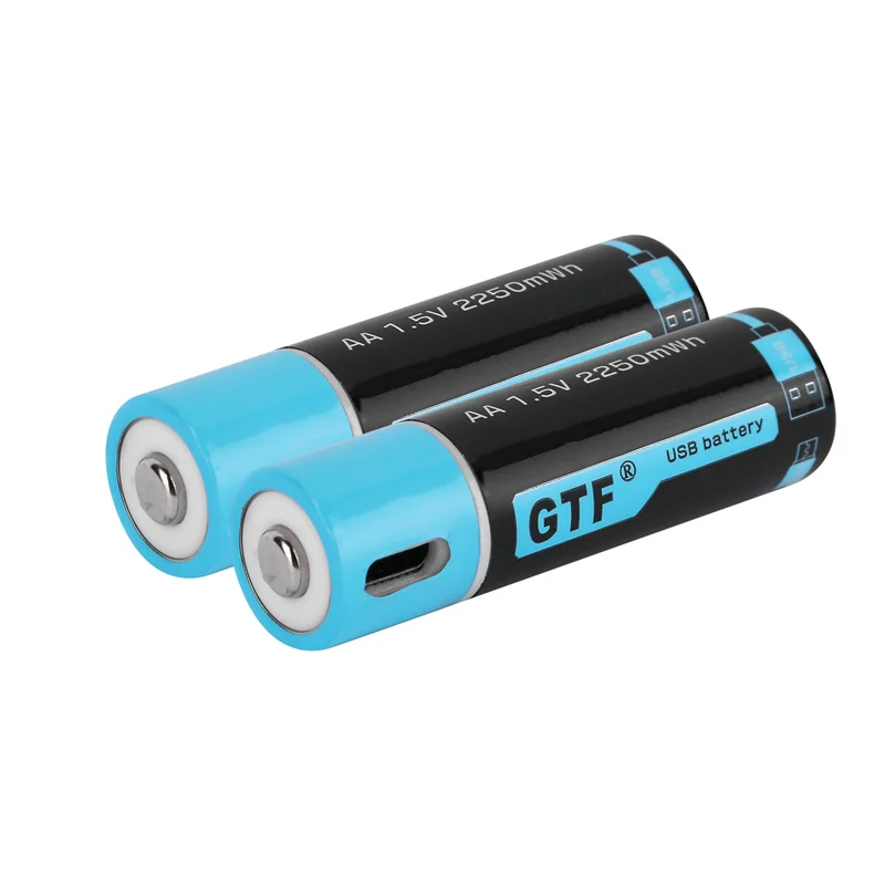 GTF 100% pojemność 1.5V 1500mAh AA akumulator litowo-jonowy 2250mwh litowo-polimerowy z USB akumulator litowy usb + kabel USB