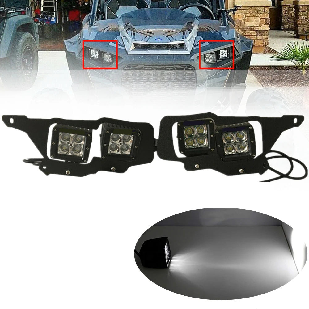 

For 14-16 Polaris RZR XP1000 Led Headlight Kit A-Pillar Mounting Bracket With 3x3" Led Pods Work lights ATV UTV Accessories