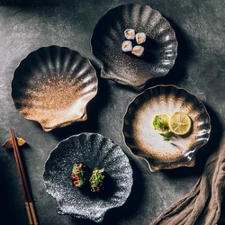 Irregular Shell Dinner Plate Ceramics Kimchi Dish Snack Tray Kitchen Utensils Multifunction Restaurant Dish Bowl Household