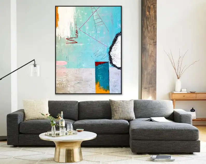 

Abstract Painting Large Acrylic Canvas Wall Art Colorful And Playful Expressionism Modern Painting Wall Art On Canvas Tale III