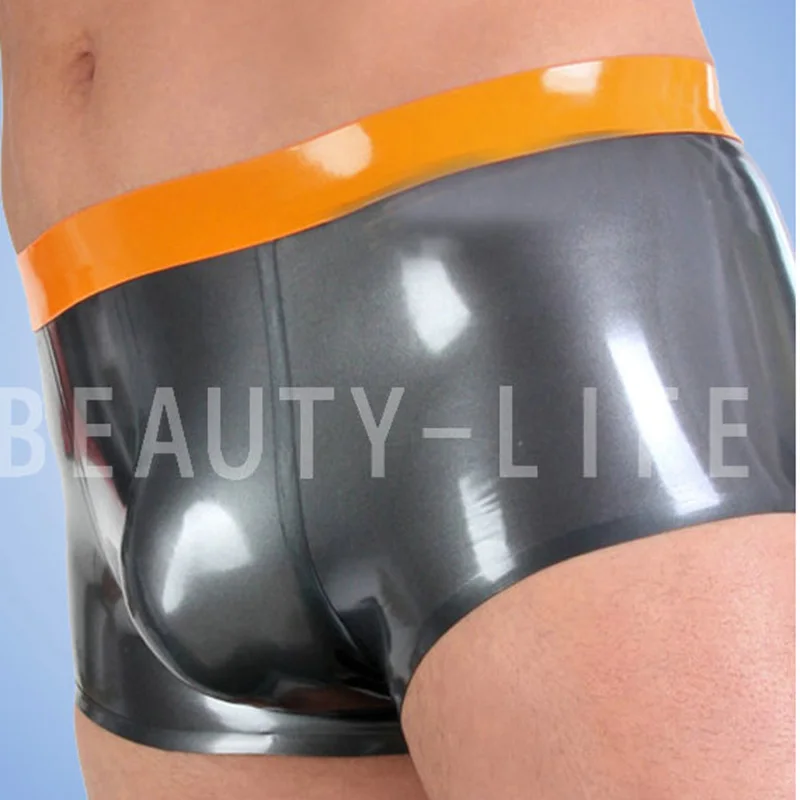 Latex Underwear for men sey Shorts  with Zipper 3D Punch Pants Tight  Fit Handmade underpants