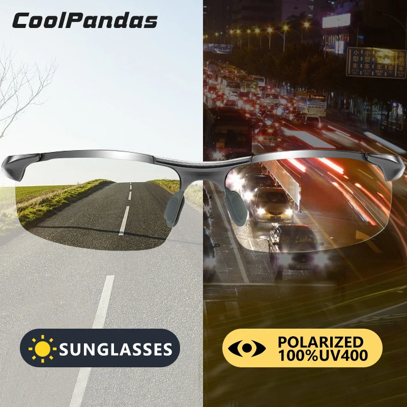 

Солнцезащитные очки CoolPandas мужские фотохромные, брендовые алюминиево-магниевые полуоправы с поляризационными зеркальными линзами