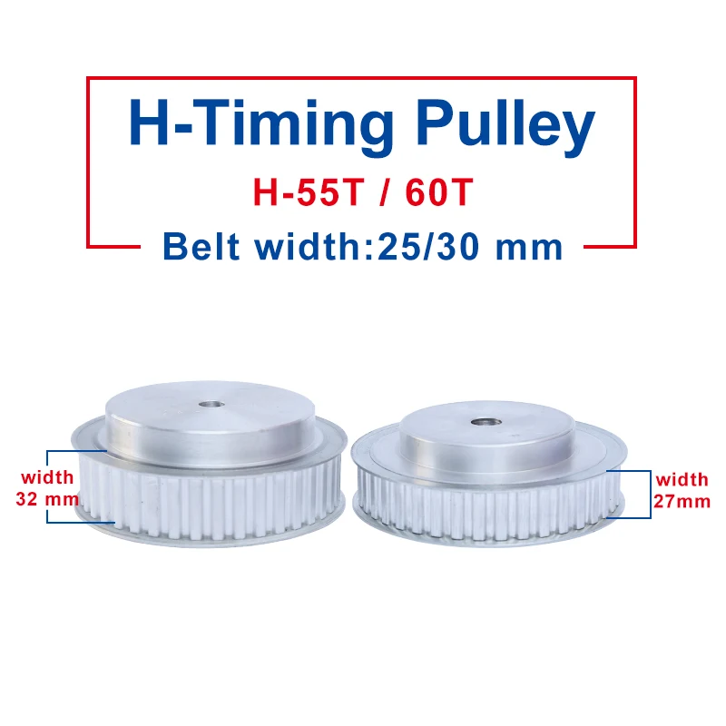 

Timing Pulley H-55T/60T Aluminum Material Pulley Wheel Process Hole 16 mm Slot Width 27 mm Match With H-Timing Belt width 25 mm