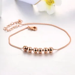 Simple String Together Little Ball Bracelets for Women Rose Gold Color Link Chain Charm Bangles Fashion Jewelry Xmas H083 H205