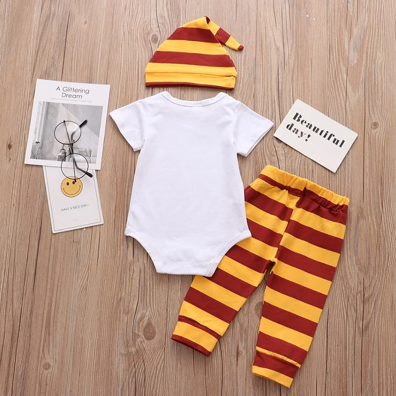 Newborn Baby Clothes 2024 New Summer Magic Is Everywehre Letter Print Romper+Pants+Hat Headband 3PCS Baby Boy Girl Clothing Sets