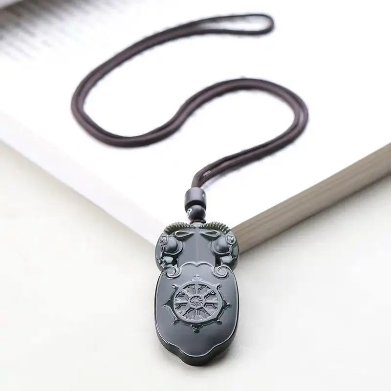 Natural Hetian Jade Pendant Ingenious Hand-carved Two-sided Craftsmanship Qing Jade Chic Jewelry Accessories Necklace Gift