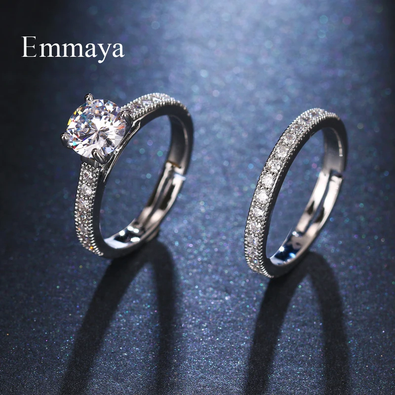 Emmaya Elegant Ring Set Wedding Engagement fashion Jewelry Full Of Zirconia Fancy Jewelry For Lovers Personality Dress-up