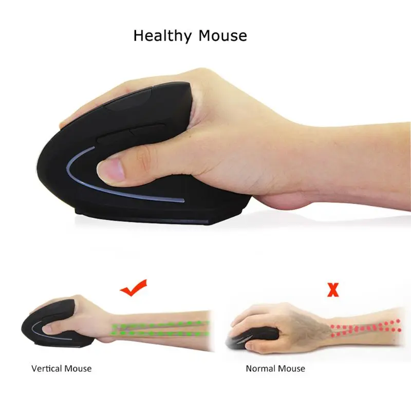 Wired Right Hand Vertical Mouse Ergonomic Gaming Mouse 800 1200 1600 DPI USB Optical Wrist Healthy Mice Mause For PC Computer