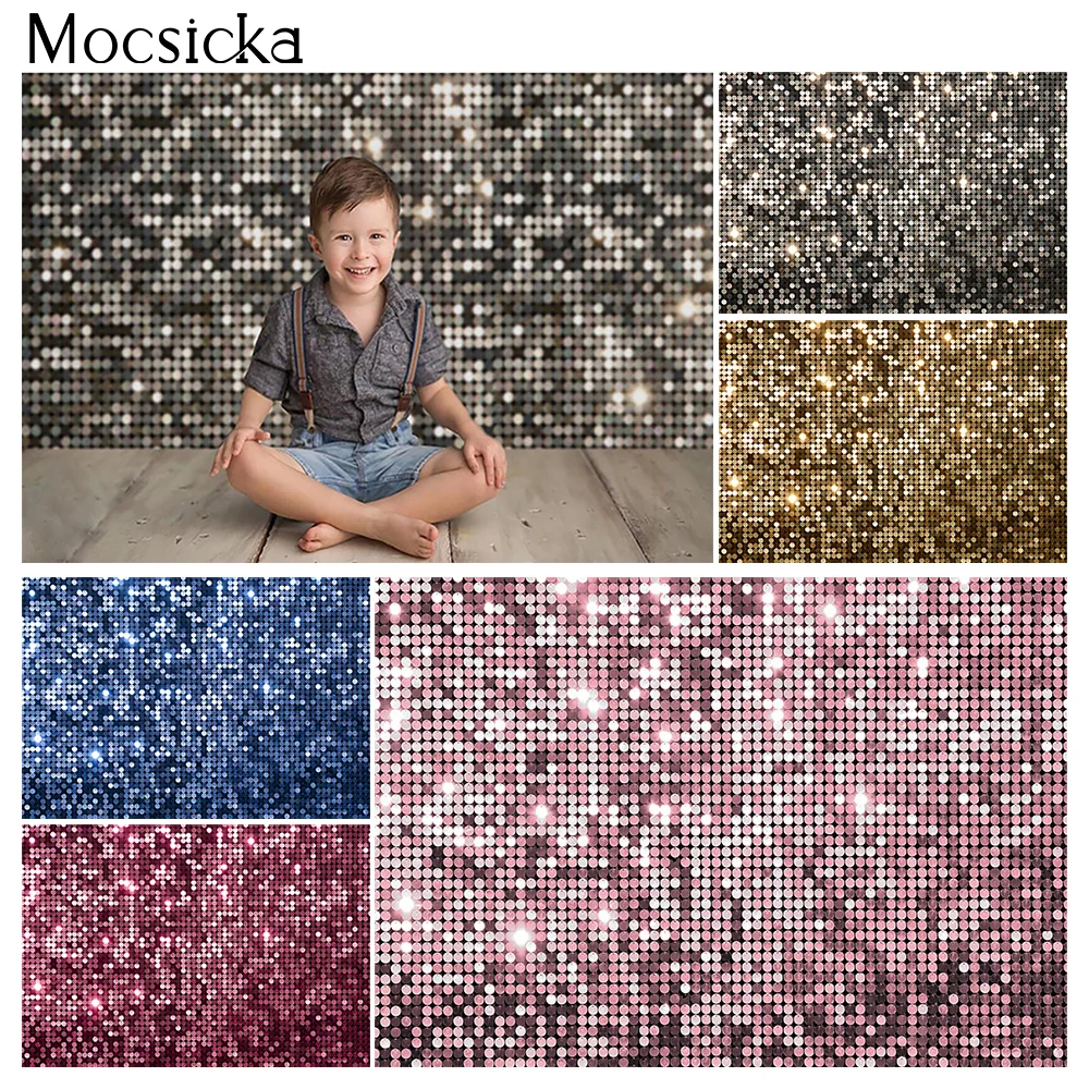 

Glitter Birthday Backdrop Disco Theme Newborn Kids Portrait Photo Background Sliver Bokeh Hip Hop 80s 90s Background Photocall