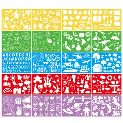 20 Pcs Children Christmas Halloween DIY Drawing Stencils Hollow Board Set for Kids Plastic Painting Template