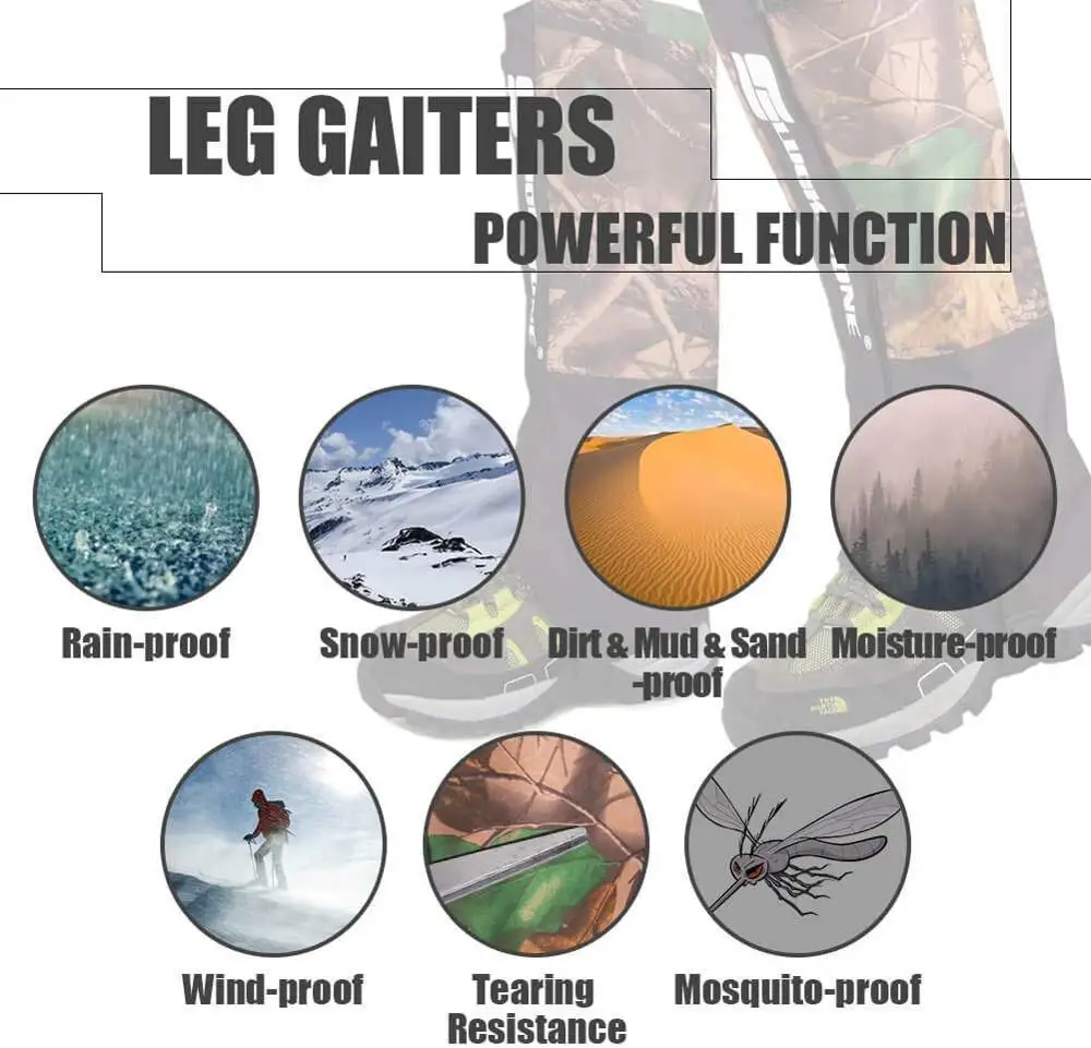 Outdoor Waterproof Gaiters Camo Breathable Camouflage for Hiking Climbing Hunting Snow Ski Boot Gaiters Guard Legging