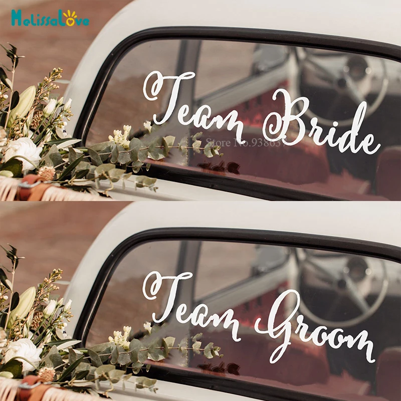 59cm wide 3 Font Available Team Bride Team Groom wedding car sticker Sets Decal Wedding Party Sign Welcome Vinyl Stickers BA391