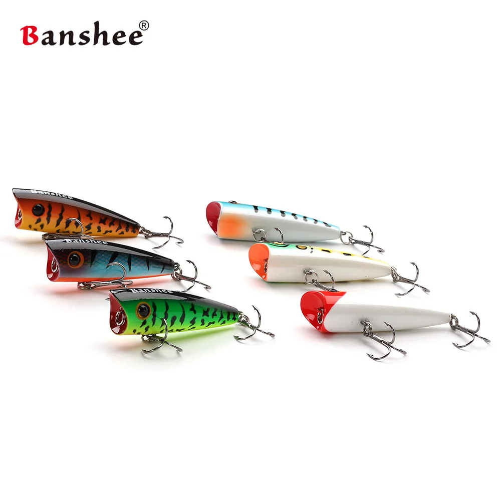 Banshee 6pcs/lot 60mm 8g Splash VP01  Rattle Sound Wobbler Bass Top water Fishing Lure Poppers Hard Artificial Bait